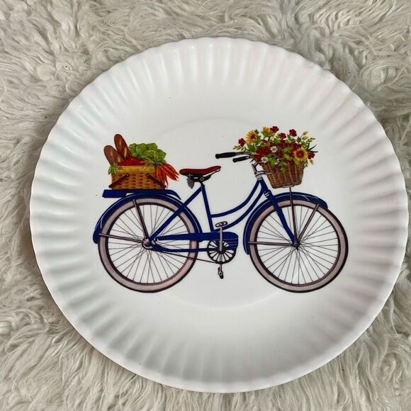 One Hundred 80 Degrees Bicycle 4 Melamine Paper Plate Look 9" Mary Lake Thompso - Picture 5 of 11